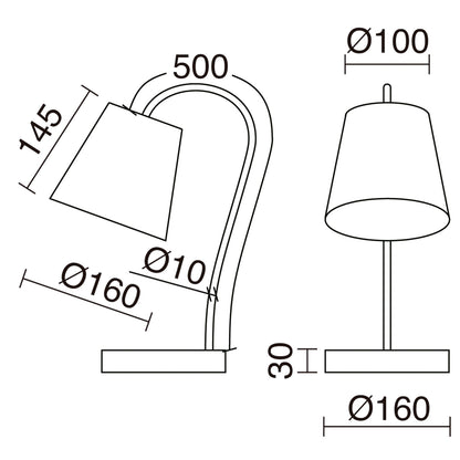 Lampe de table Montecarlo design noir avec abat-jour en coton