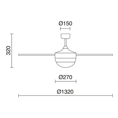 Ventilateur de plafond Nick design bois et verre opalin lumineux