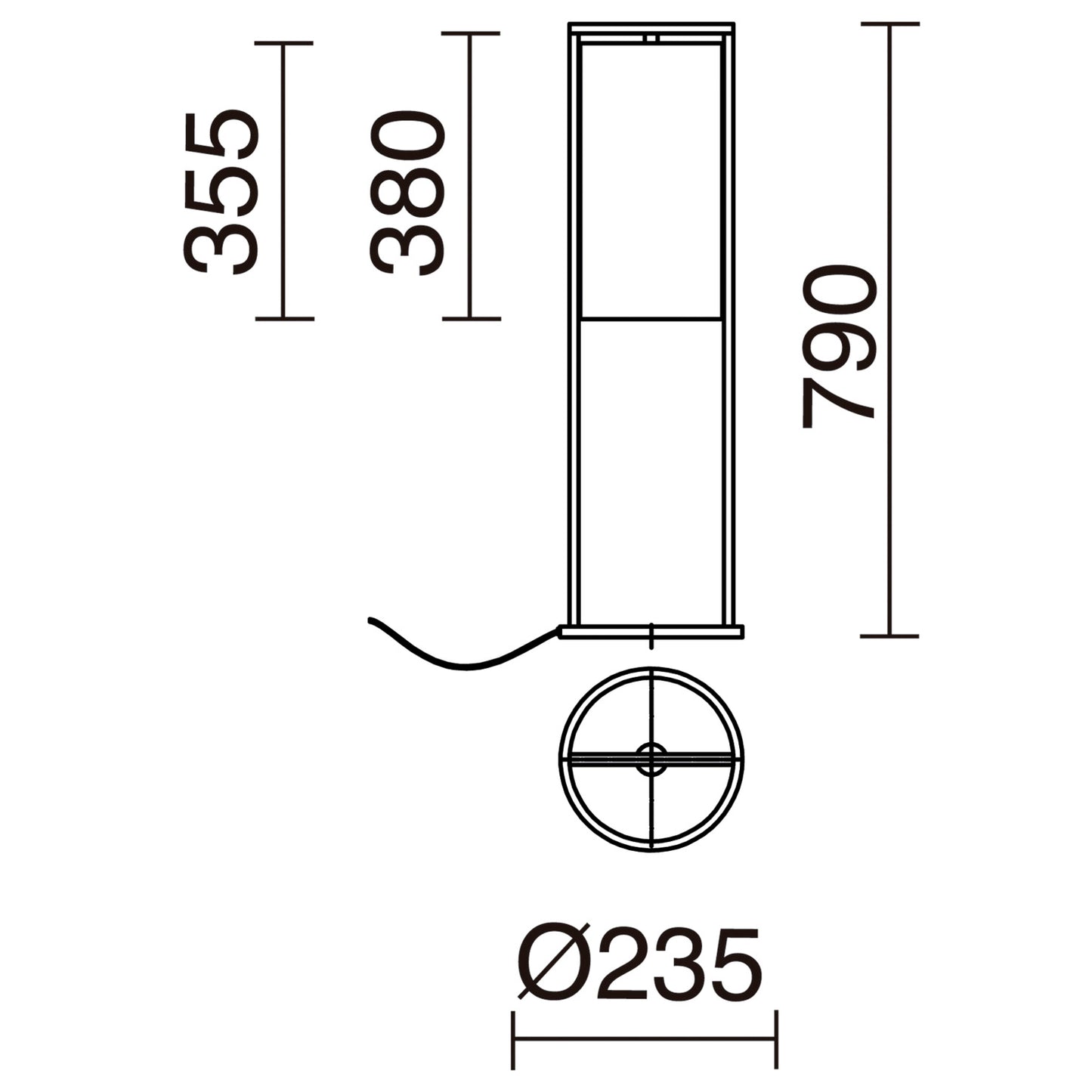 Lampe de table Sintra T noir avec abat-jour coton asymétrique