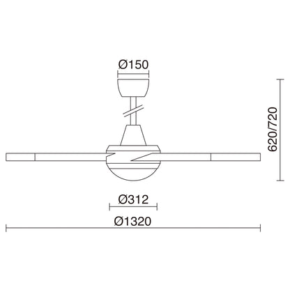 Ventilateur de plafond VENTO avec lumière LED hêtre design