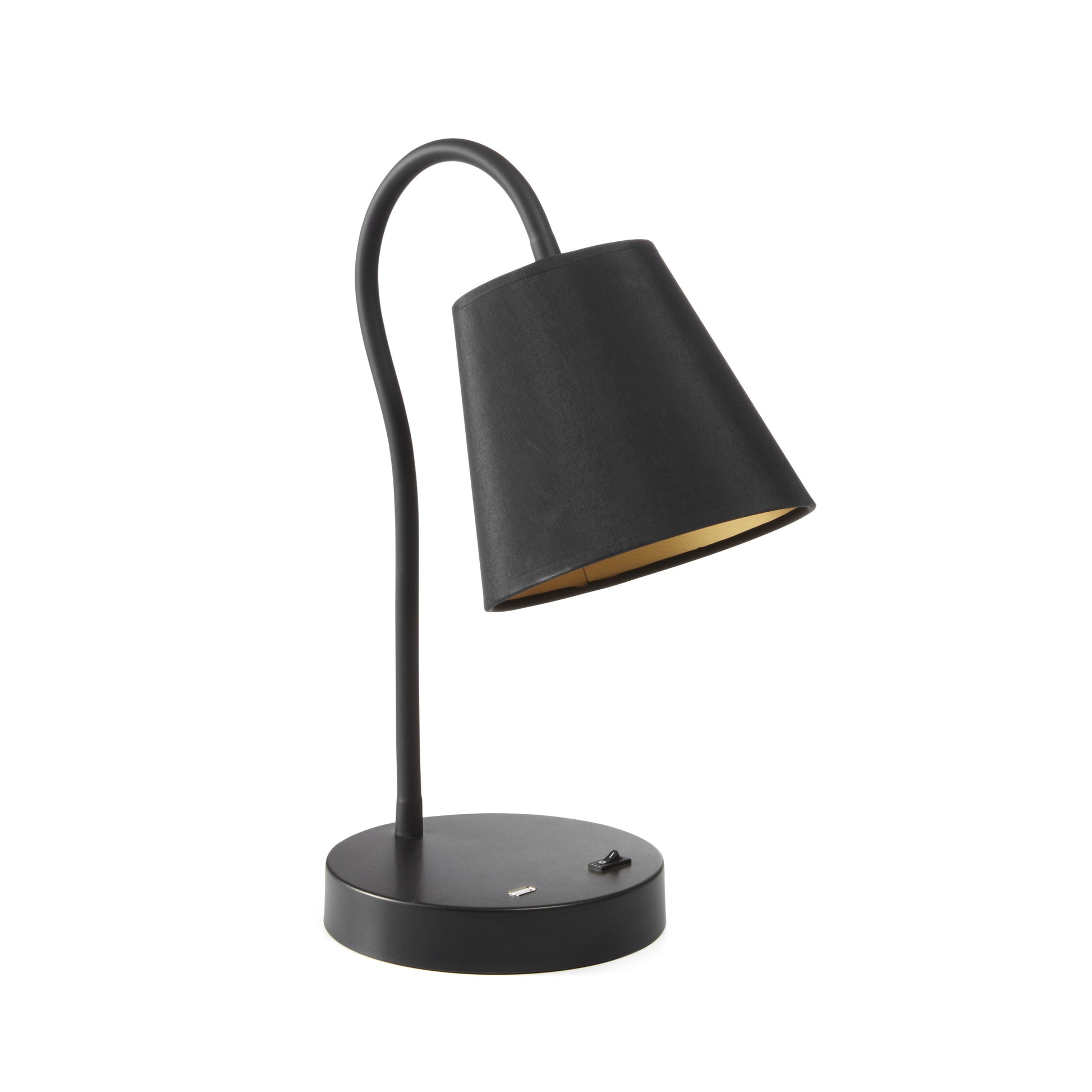 Lampe de table Montecarlo design noir avec abat-jour en coton