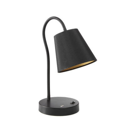 Lampe de table Montecarlo design noir avec abat-jour en coton