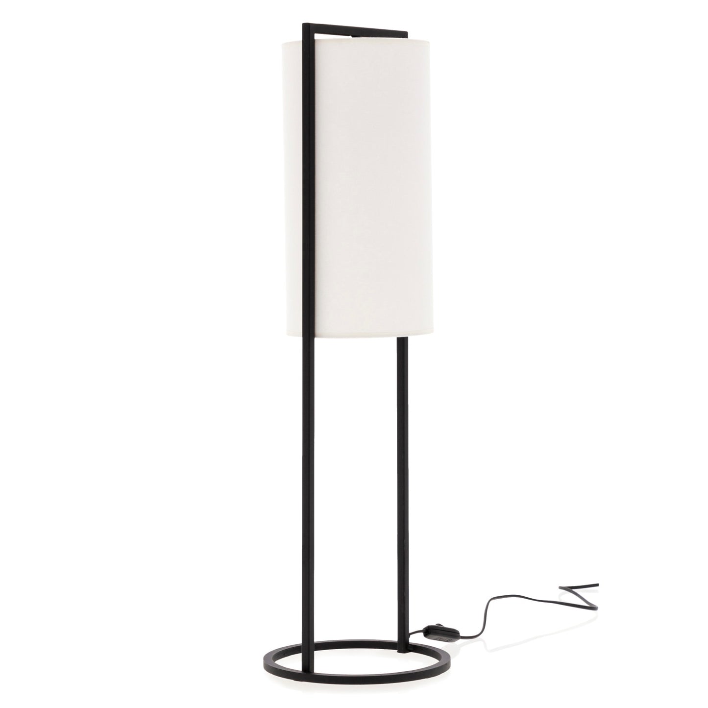 Lampe de table Sintra T noir avec abat-jour coton asymétrique