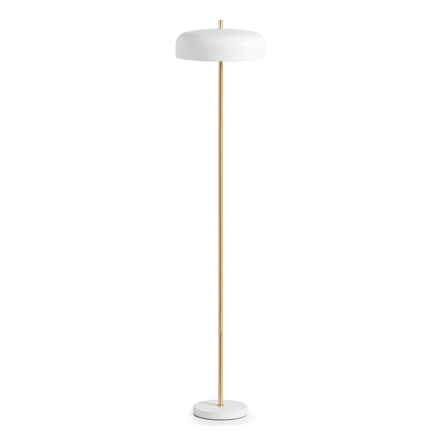 Lampadaire design Taichi F en acier doré et diffuseur opalin