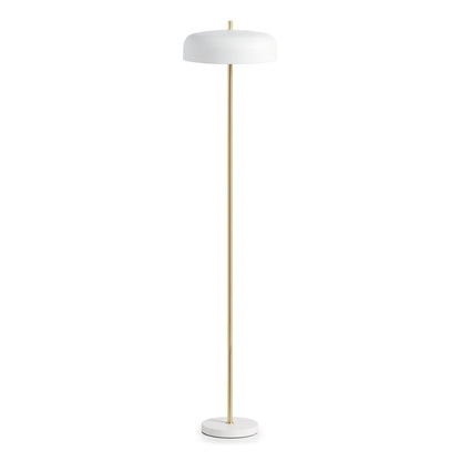 Lampadaire design Taichi F en acier doré et diffuseur opalin