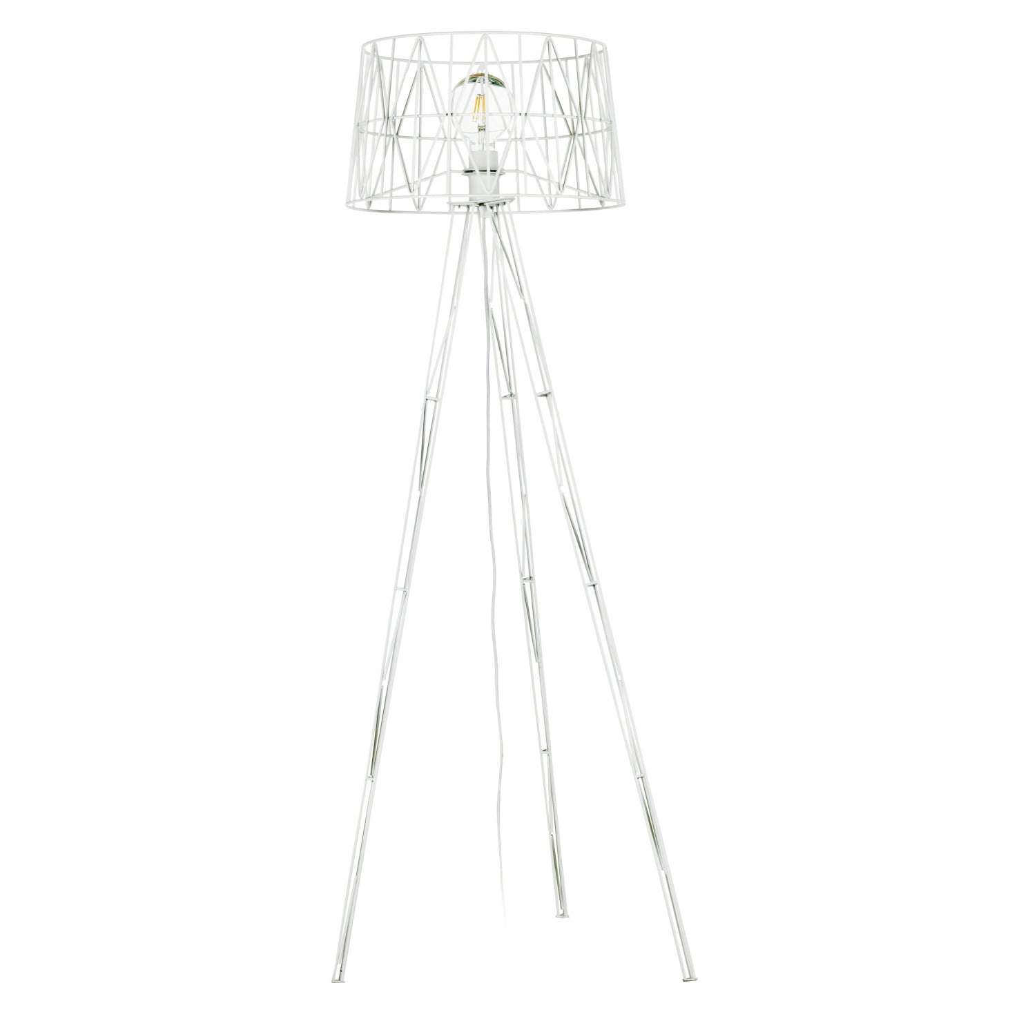 Lampadaire de salon TESS blanc design acier E27 42W