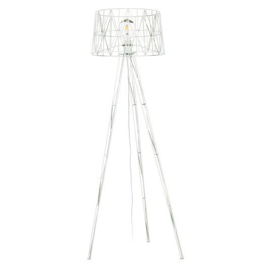 Lampadaire de salon TESS blanc design acier E27 42W