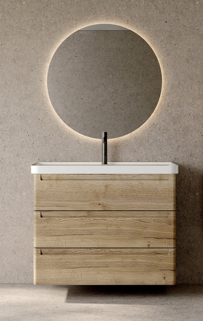 Ensemble ROUND Meuble 3 tiroirs et Plan Vasque 80 cm