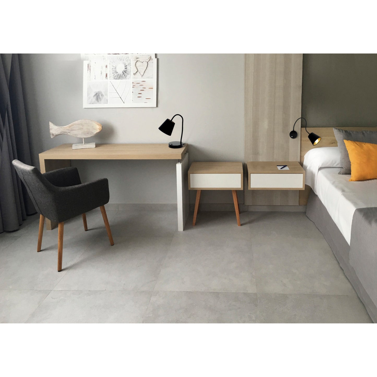 Lampe de table Montecarlo en acier et coton noir – luminaire design moderne diffusant une lumière douce et chaleureuse pour salon ou chambre.