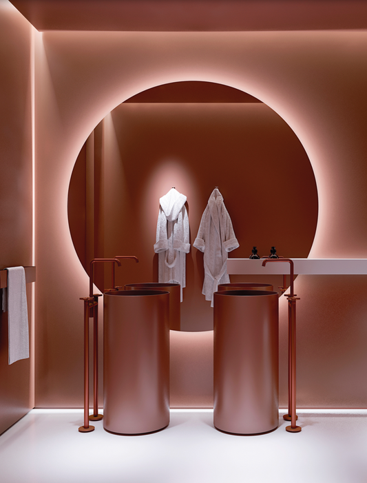 Miroir Bari avec éclairage LED chaud, design raffiné et forme originale, diffusant une lumière douce et élégante pour créer une atmosphère chaleureuse dans la salle de bains.