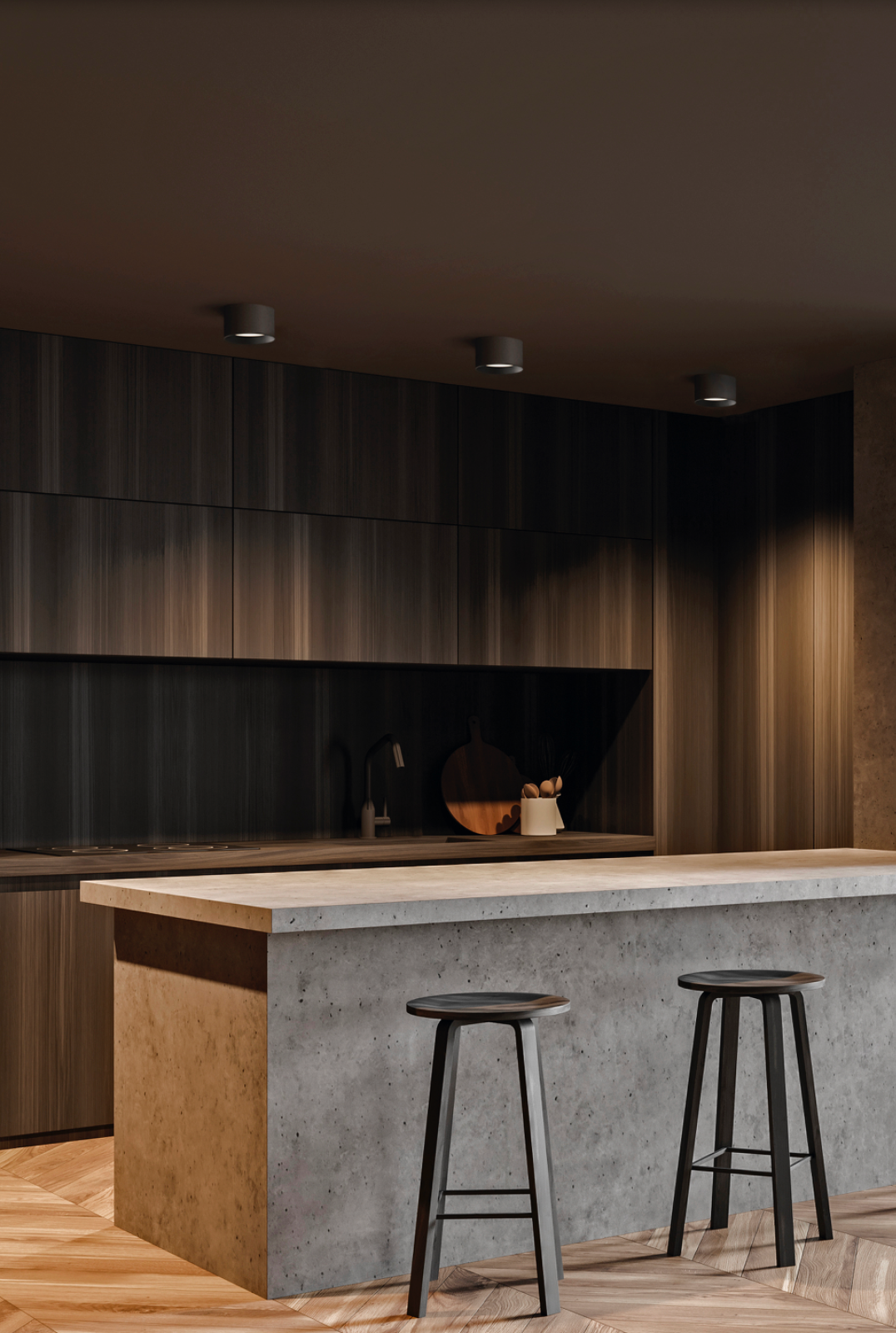 Plafonnier LED minimaliste au design épuré, diffusant une lumière douce et équilibrée, disponible en trois tailles pour s’adapter à tous les espaces.