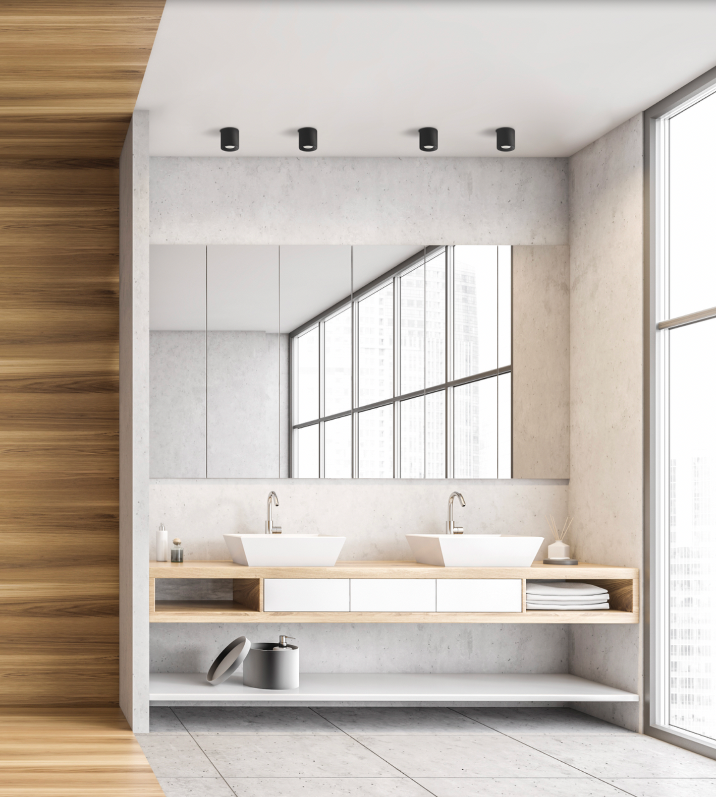 Plafonnier Vanduo au design sobre et raffiné, diffusant une lumière douce et apaisante, idéal pour créer une atmosphère sereine et élégante dans la salle de bain.