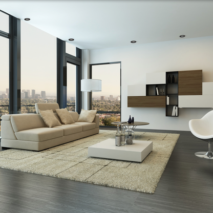 Plafonnier discret au design minimaliste, diffusant une lumière douce et tamisée idéale pour créer une ambiance chaleureuse et durable dans les espaces de vie.