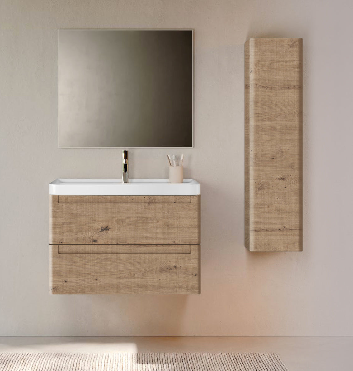PACK ROUND Meuble et Plan Vasque 80 cm + Colonne ROUND